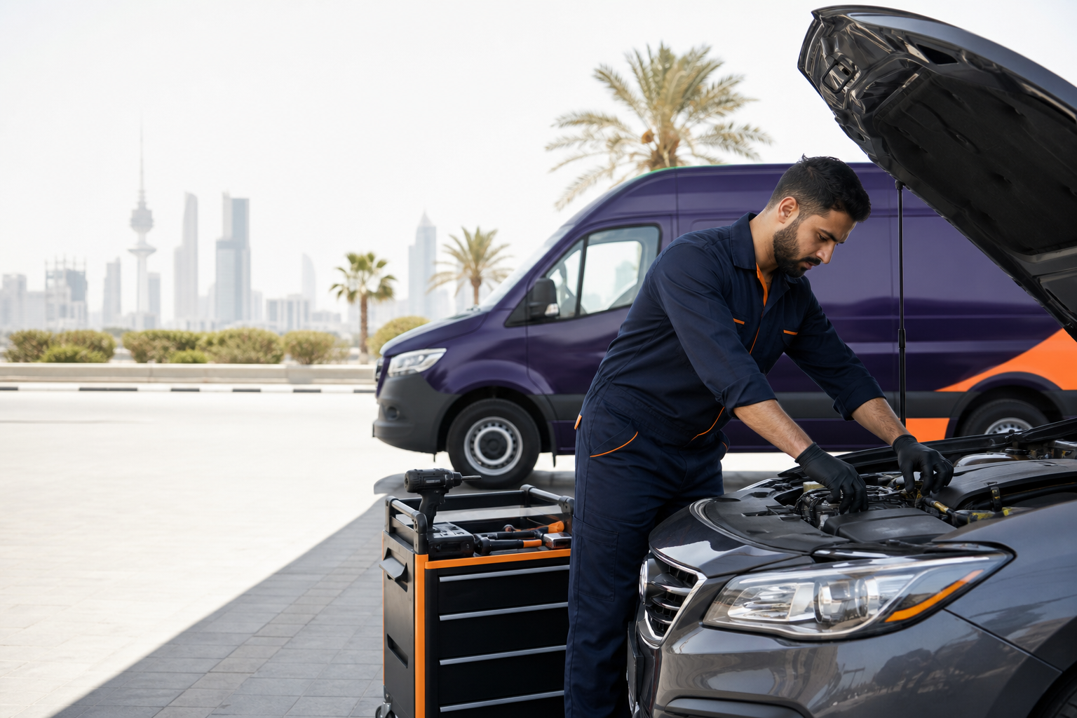RoadHero technician servicing a vehicle